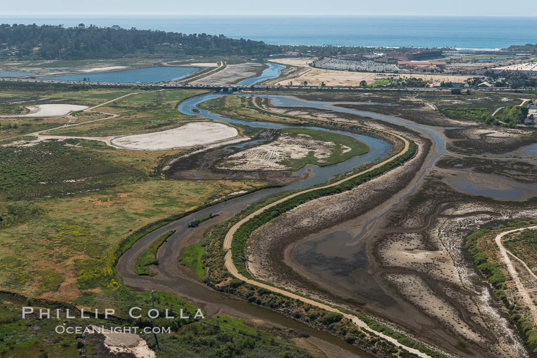 Aerial photo of San Dieguito Lagoon State Marine Conservation Area.  San Dieguito Lagoon State Marine Conservation Area (SMCA) is a marine protected area near Del Mar in San Diego County. California, USA, natural history stock photograph, photo id 30611