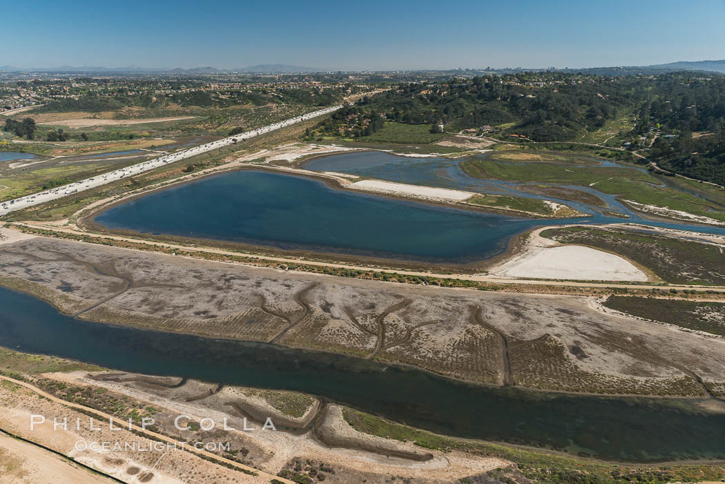 Aerial photo of San Dieguito Lagoon State Marine Conservation Area.  San Dieguito Lagoon State Marine Conservation Area (SMCA) is a marine protected area near Del Mar in San Diego County. California, USA, natural history stock photograph, photo id 30615
