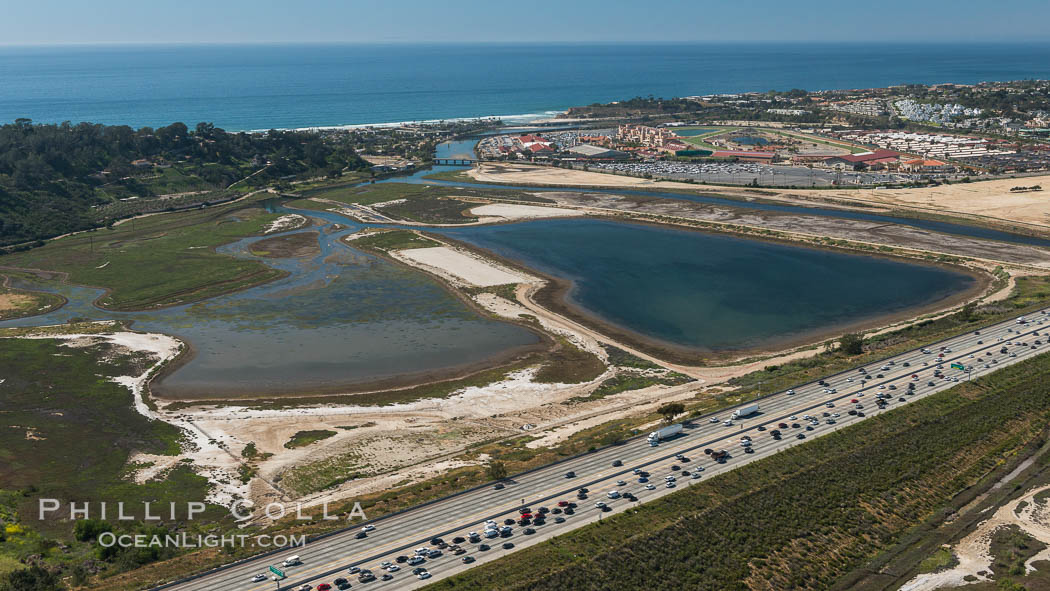 Image 30609, Aerial photo of San Dieguito Lagoon State Marine Conservation Area.  San Dieguito Lagoon State Marine Conservation Area (SMCA) is a marine protected area near Del Mar in San Diego County. California, USA, Phillip Colla, all rights reserved worldwide. Keywords: above, aerial, aerial photo, aerial photograph, aloft, california, coast, del mar, lagoon, lighthawk, marine, marine protected area, marsh, mpa, ocean, outdoors, outside, racetrack, san diego, san dieguito lagoon, san dieguito lagoon state marine conservation area, scene, scenery, scenic, solana beach, usa.
