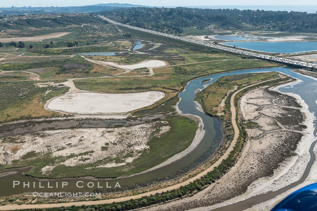 Aerial photo of San Dieguito Lagoon State Marine Conservation Area.  San Dieguito Lagoon State Marine Conservation Area (SMCA) is a marine protected area near Del Mar in San Diego County. California, USA, natural history stock photograph, photo id 30613
