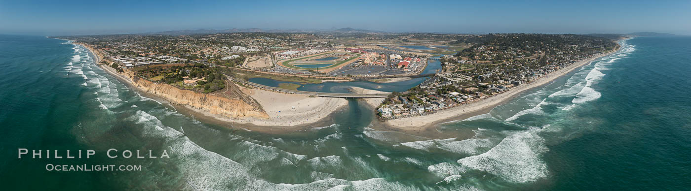 Aerial Photo of San Dieguito River and Dog Beach Del Mar, including Del Mar Racetrack, Solana Beach and Del Mar. California, USA, natural history stock photograph, photo id 30850