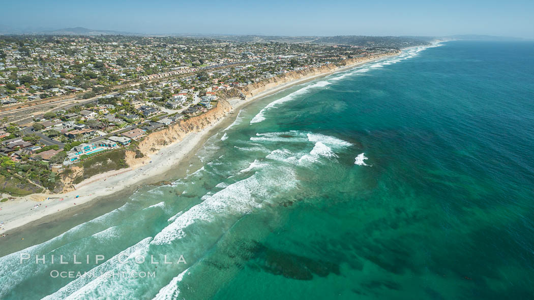 Aerial Photo of Seaside Reef, Cardiff State Beach and Tabletops Reef. Solana Beach, California, USA, natural history stock photograph, photo id 30840