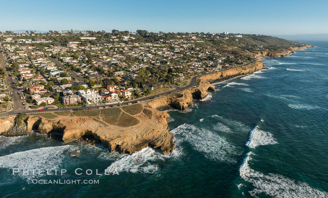 Aerial Photo of Sunset Cliffs Ratkay Point. San Diego, California, USA, natural history stock photograph, photo id 30806