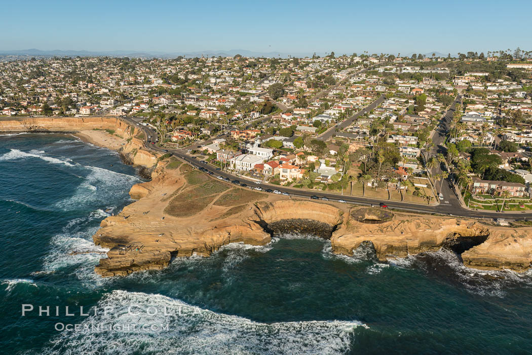 Aerial Photo of Sunset Cliffs Ratkay Point. San Diego, California, USA, natural history stock photograph, photo id 30807