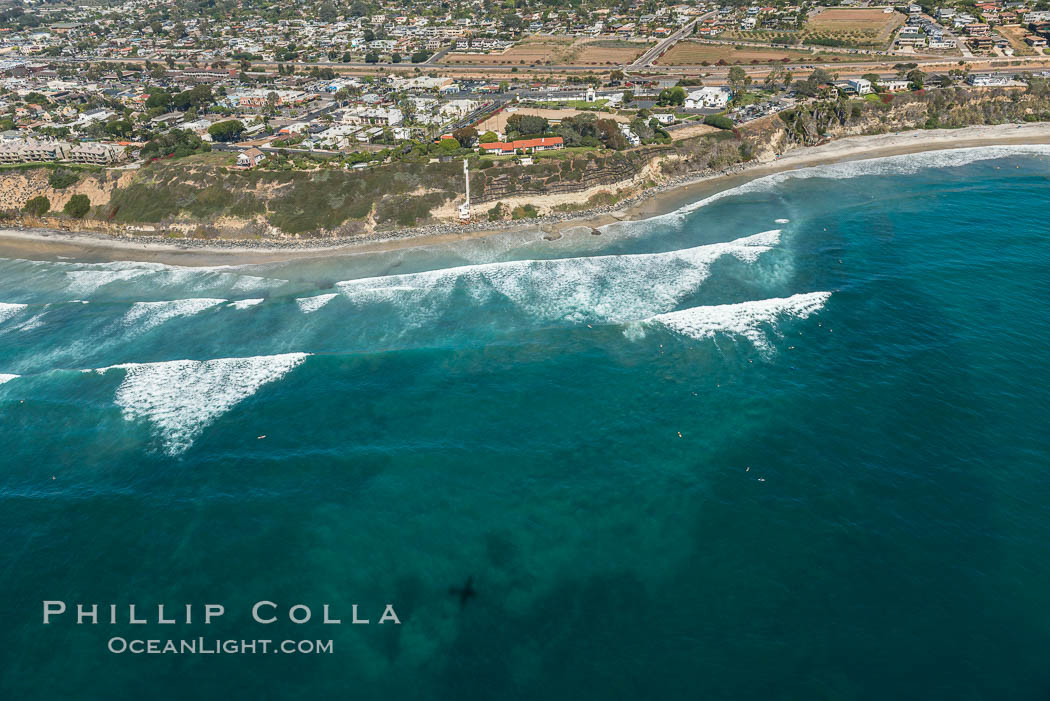 Image 30574, Aerial Photo of Swamis Marine Conservation Area.  Swamis State Marine Conservation Area (SMCA) is a marine protected area that extends offshore of Encinitas in San Diego County. California, USA, Phillip Colla, all rights reserved worldwide. Keywords: above, aerial, aerial photo, aerial photograph, aloft, beach, california, coast, encinitas, lighthawk, marine, marine protected area, mpa, noonan beach, ocean, outdoors, outside, reef, san diego, scene, scenery, scenic, self realization fellowship, swami   s state marine conservation area, swamis beach, swamis marine conservation area, usa.