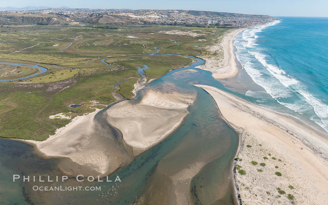 Aerial Photo of Tijuana River Mouth SMCA.  Tijuana River Mouth State Marine Conservation Area borders Imperial Beach and the Mexican Border. California, USA, natural history stock photograph, photo id 30654