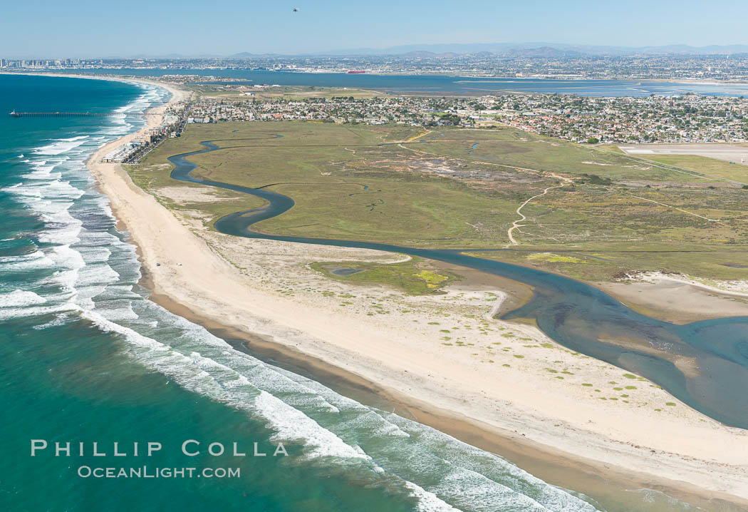 Aerial Photo of Tijuana River Mouth SMCA.  Tijuana River Mouth State Marine Conservation Area borders Imperial Beach and the Mexican Border. California, USA, natural history stock photograph, photo id 30658