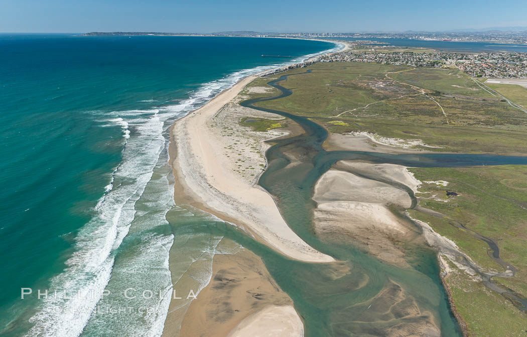 Aerial Photo of Tijuana River Mouth SMCA.  Tijuana River Mouth State Marine Conservation Area borders Imperial Beach and the Mexican Border. California, USA, natural history stock photograph, photo id 30660