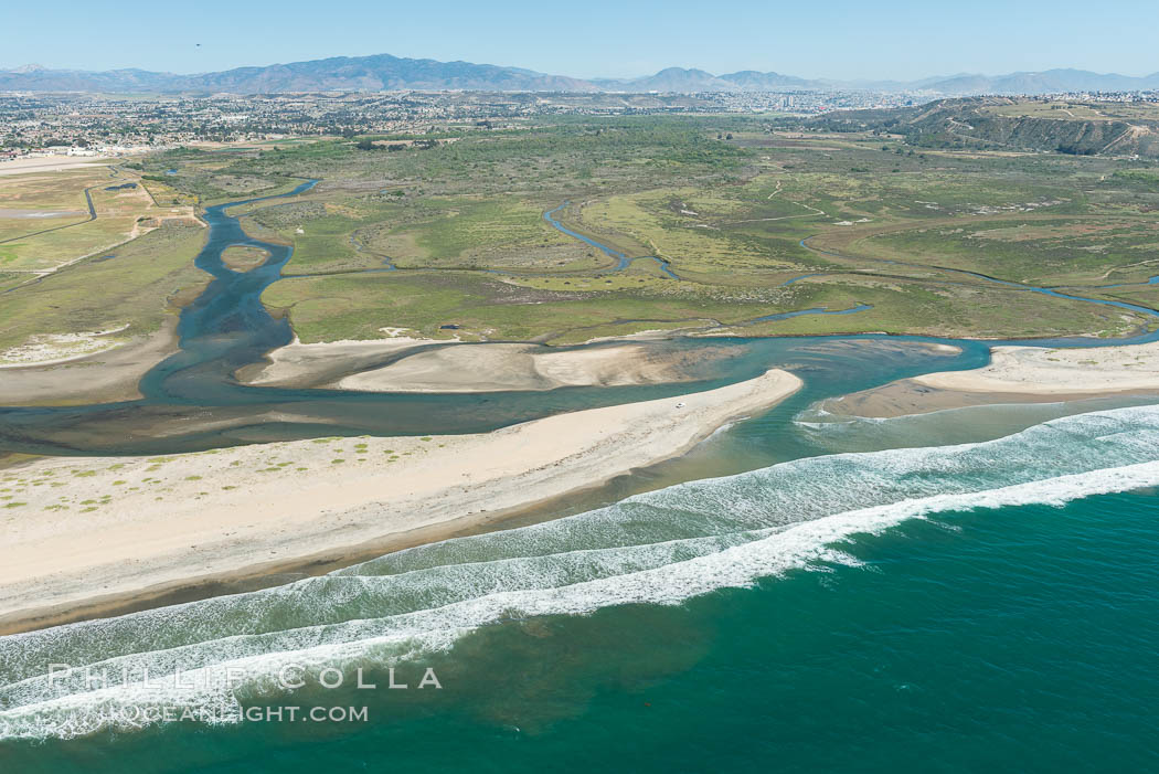 Aerial Photo of Tijuana River Mouth SMCA.  Tijuana River Mouth State Marine Conservation Area borders Imperial Beach and the Mexican Border. California, USA, natural history stock photograph, photo id 30647