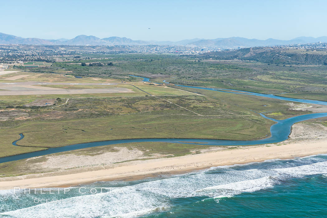 Aerial Photo of Tijuana River Mouth SMCA.  Tijuana River Mouth State Marine Conservation Area borders Imperial Beach and the Mexican Border. California, USA, natural history stock photograph, photo id 30645