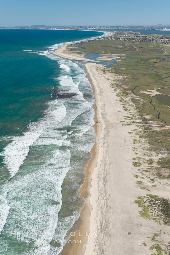Aerial Photo of Tijuana River Mouth SMCA.  Tijuana River Mouth State Marine Conservation Area borders Imperial Beach and the Mexican Border. California, USA, natural history stock photograph, photo id 30649