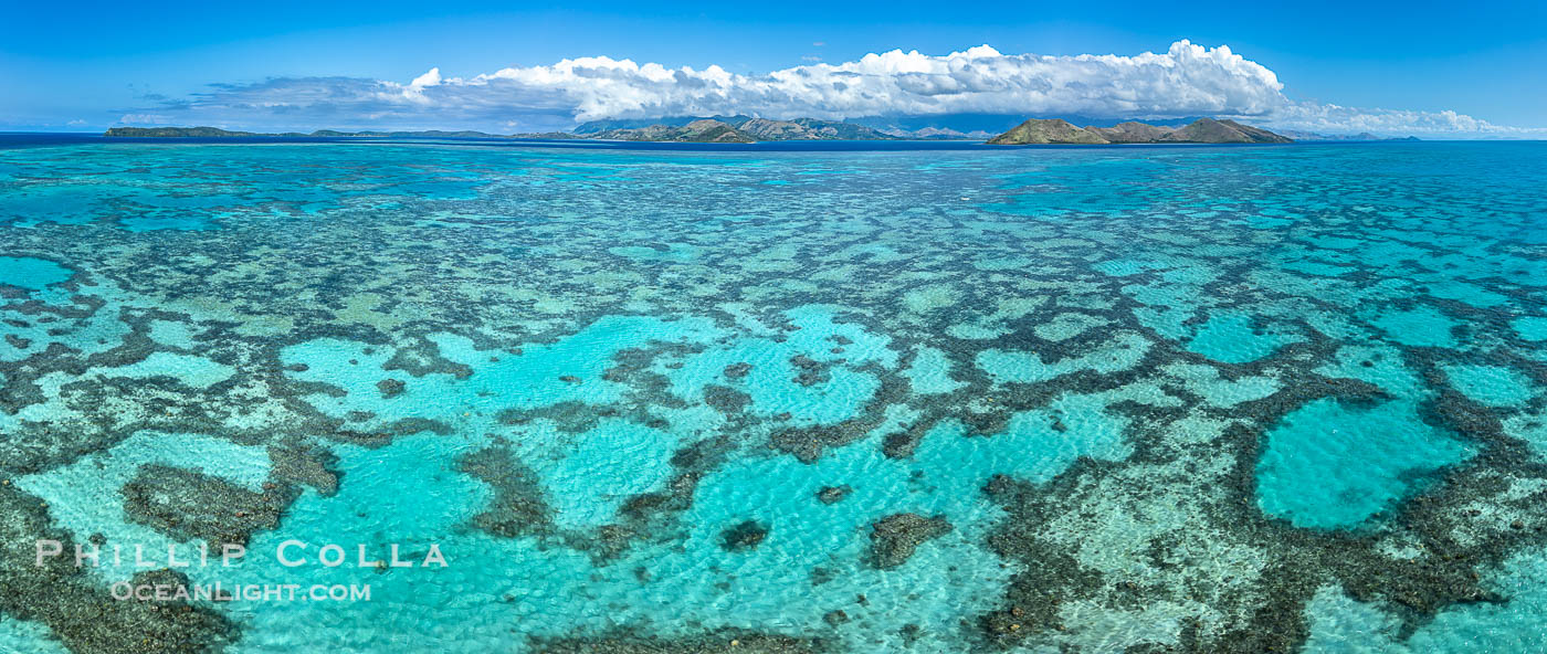 Aerial View of the extensive coral reefs offshore of Rakiraki, Fiji Islands. Viti Levu Island, natural history stock photograph, photo id 41083