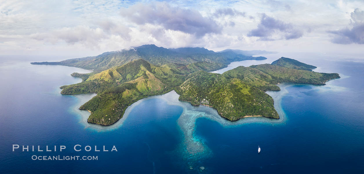 Aerial View of Gau Island, Fiji. Lomaiviti Archipelago, natural history stock photograph, photo id 34701