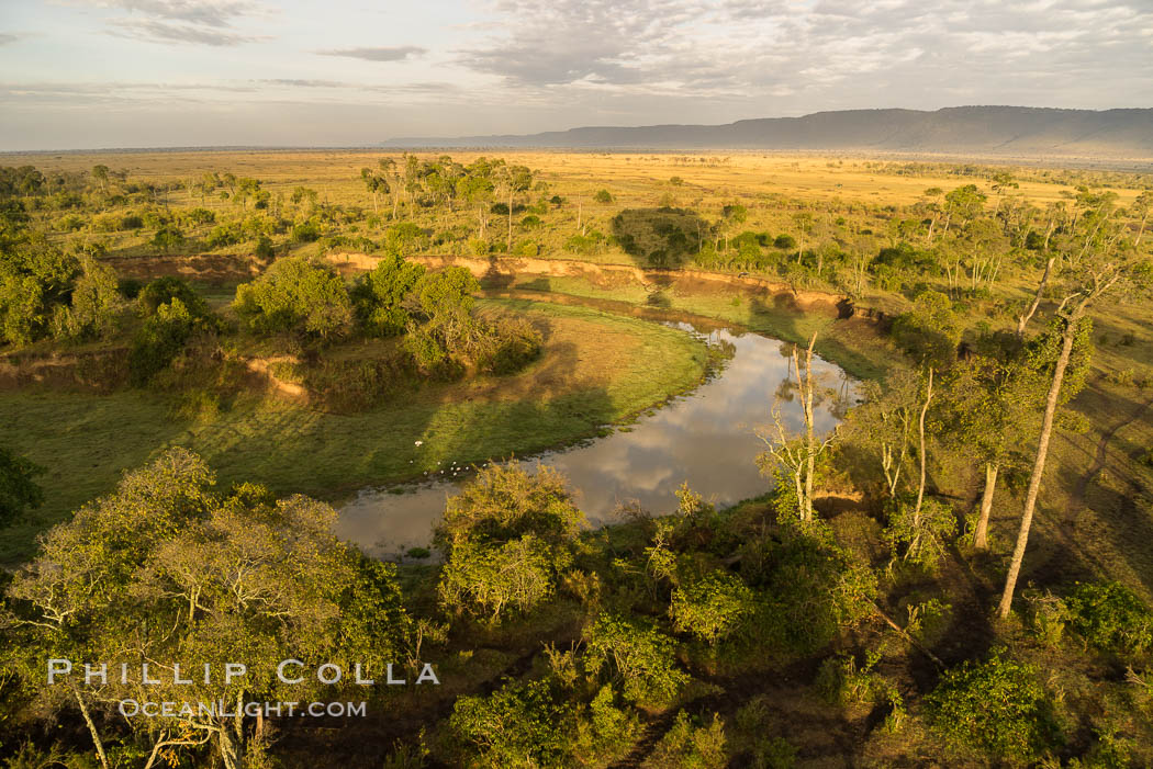 Aerial view of the Mara River, Maasai Mara, Kenya, Maasai Mara National