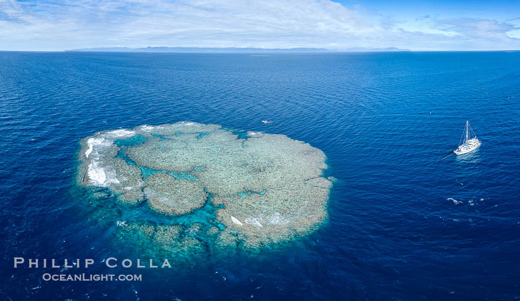 Aerial view of Mount Mutiny, a spectacular deepwater coral bommie in the Bligh Waters of Fiji., natural history stock photograph, photo id 41115