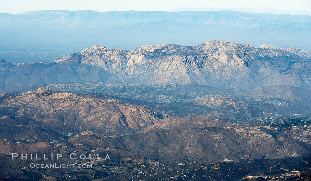 Aerial view of mountains east of downtown San Diego, 22140
