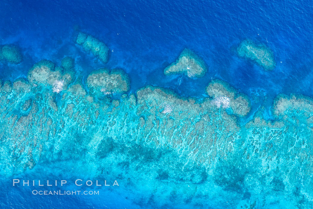 Aerial View of Namena Marine Reserve and Coral Reefs, Namena Island, Fiji., natural history stock photograph, photo id 34682