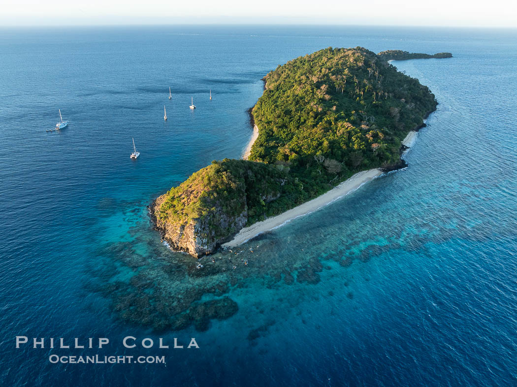 Aerial View of Namena Marine Reserve and Coral Reefs, Namena Island, Fiji., natural history stock photograph, photo id 41098