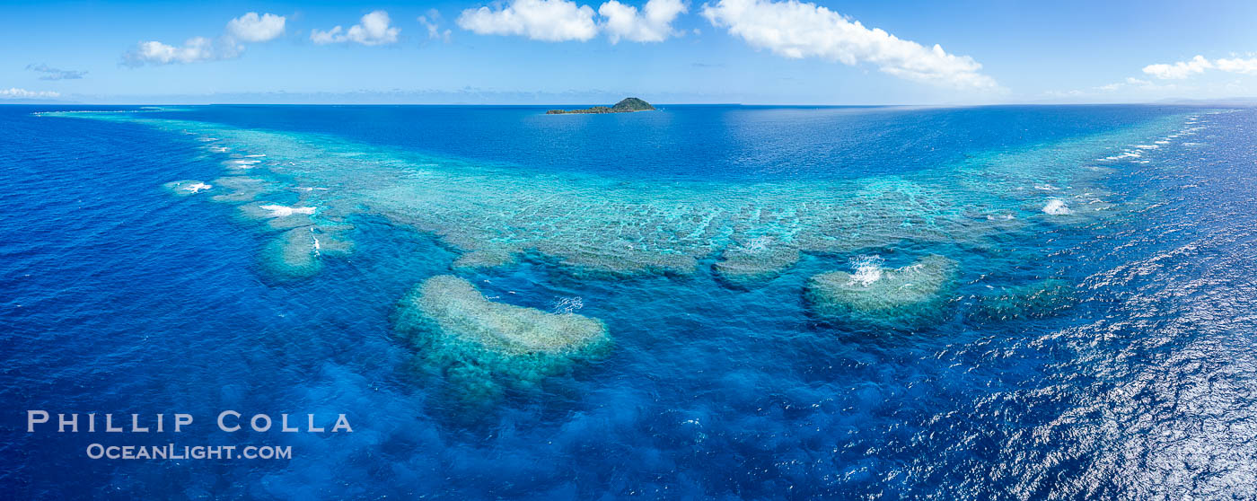 Aerial View of Namena Marine Reserve and Coral Reefs, Namena Island, Fiji., natural history stock photograph, photo id 41122