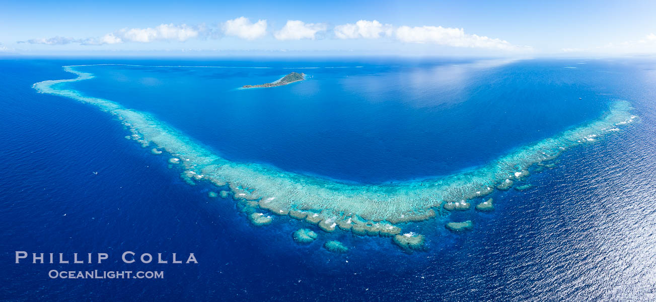 Aerial View of Namena Marine Reserve and Coral Reefs, Namena Island, Fiji., natural history stock photograph, photo id 41126
