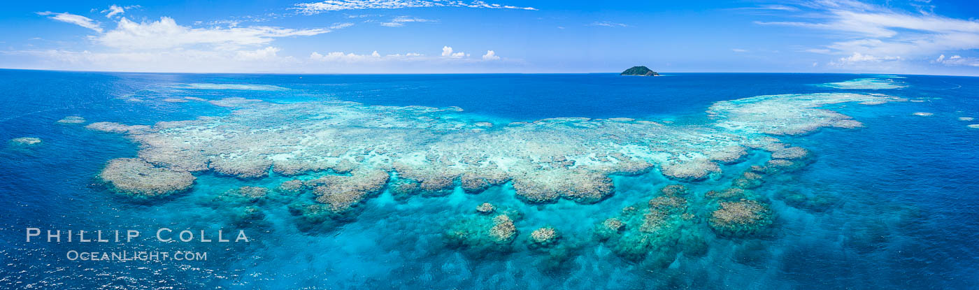 Aerial View of Namena Marine Reserve and Coral Reefs, Namena Island, Fiji., natural history stock photograph, photo id 34680