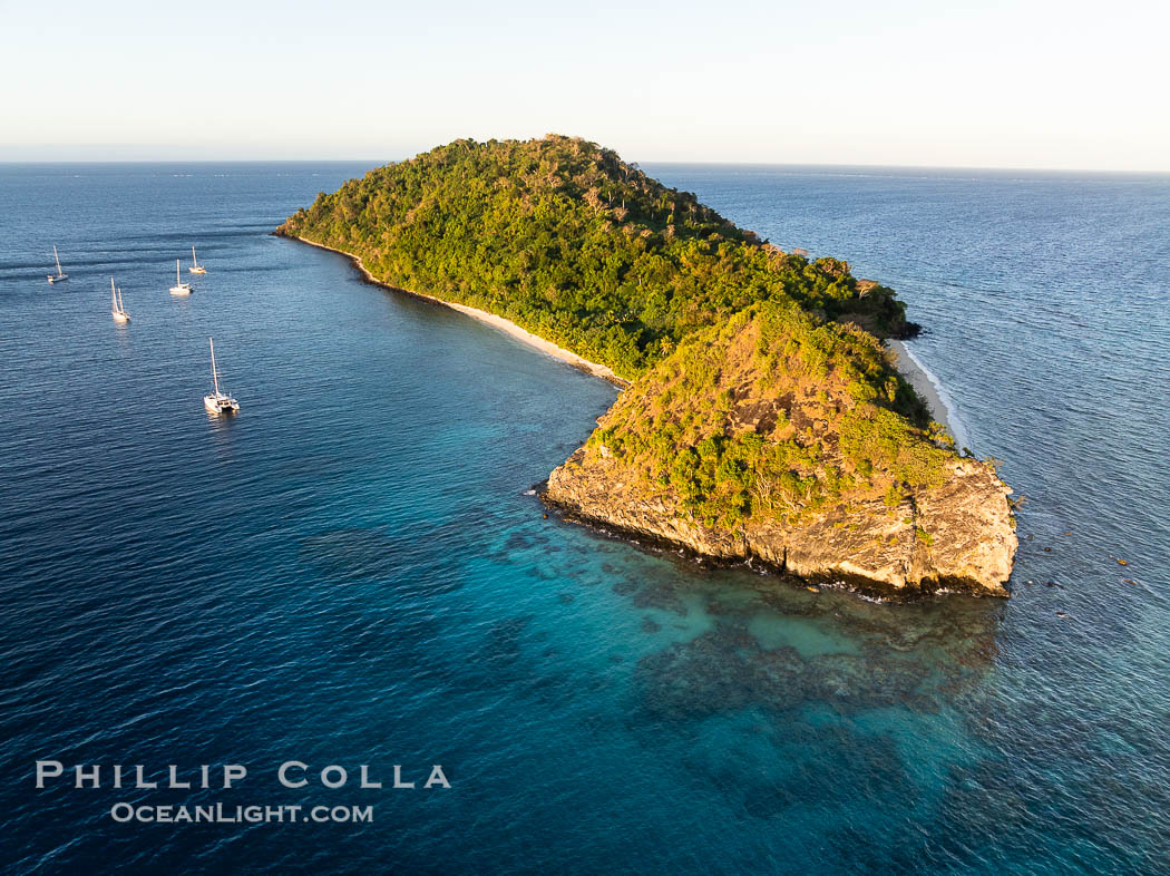 Aerial View of Namena Marine Reserve and Coral Reefs, Namena Island, Fiji., natural history stock photograph, photo id 41123