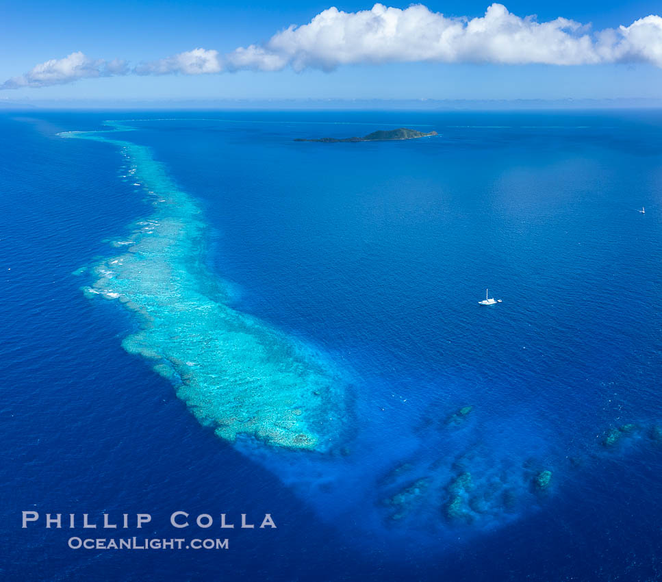 Aerial View of Namena Marine Reserve and Coral Reefs, Namena Island, Fiji., natural history stock photograph, photo id 41049