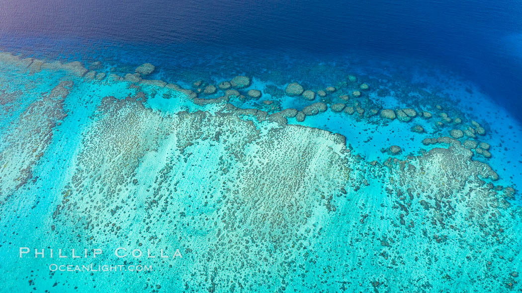 Aerial View of Vatu-i-Ra Coral Seascape, Fiji, Vatu I Ra Passage, Gau Island, Lomaiviti Archipelago