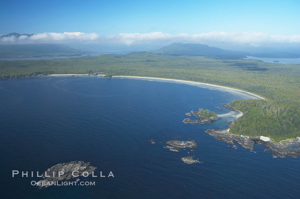 Ahouse Bay and Vargas Island, aerial photo, Clayoquot Sound in the foreground, near Tofino on the west coast of Vancouver Island. British Columbia, Canada, natural history stock photograph, photo id 21068