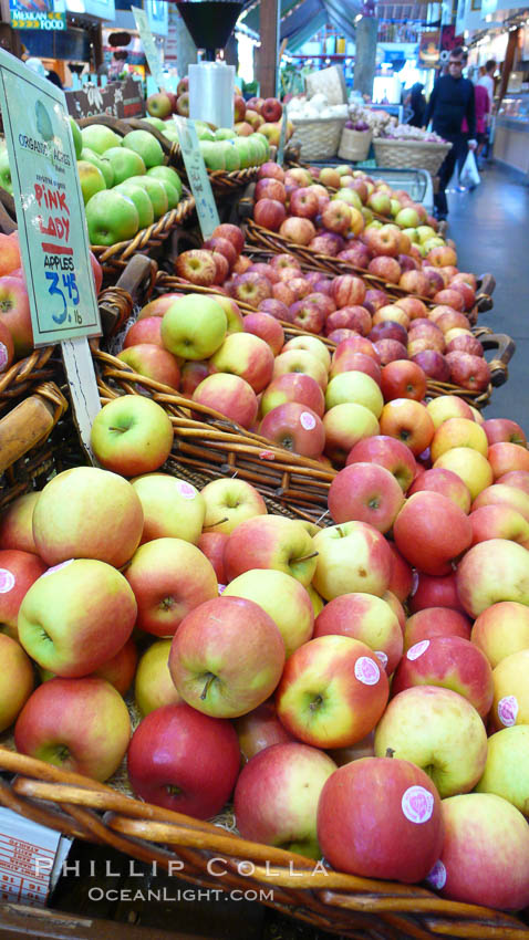 Apples for sale at the Public Market, Granville Island, Vancouver. British Columbia, Canada, natural history stock photograph, photo id 21209