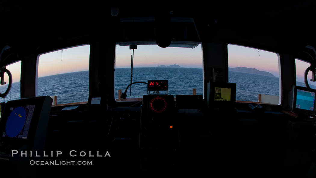 Approaching West Falkland Islands, from the wheelhouse of the M/V Polar Star, at dawn. United Kingdom, natural history stock photograph, photo id 24025