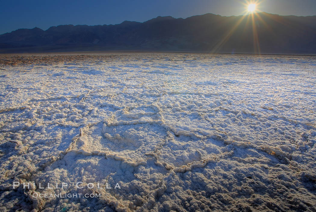 Devils Golf Course. Evaporated salt has formed into gnarled, complex crystalline shapes on the salt pan of Death Valley National Park, one of the largest salt pans in the world.  The shapes are constantly evolving as occasional floods submerge the salt concretions before receding and depositing more salt. California, USA, natural history stock photograph, photo id 20553