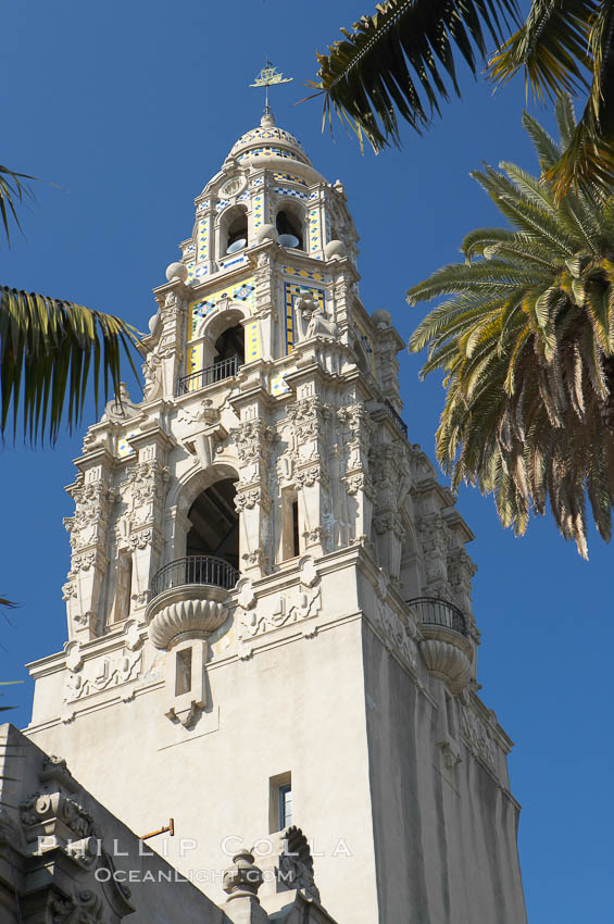 The California Tower rises 200 feet above Balboa Park. San Diego, USA, natural history stock photograph, photo id 14599