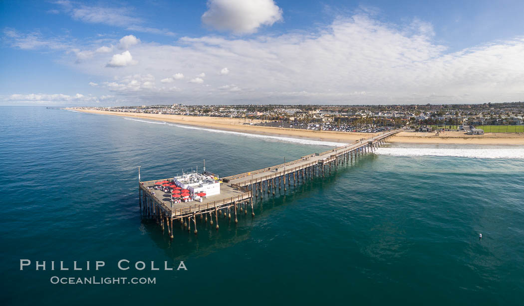 Balboa Pier in Newport Beach, aerial photo. California, USA, natural history stock photograph, photo id 38123