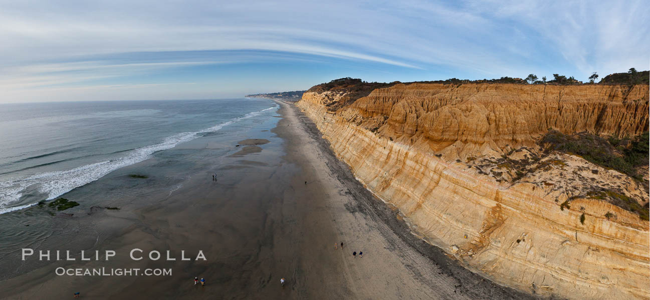 Torrey Pines balloon aerial survey photo.  Torrey Pines seacliffs, rising up to 300 feet above the ocean, stretch from Del Mar to La Jolla. On the mesa atop the bluffs are found Torrey pine trees, one of the rare species of pines in the world. Peregrine falcons nest at the edge of the cliffs. This photo was made as part of an experimental balloon aerial photographic survey flight over Torrey Pines State Reserve, by permission of Torrey Pines State Reserve. San Diego, California, USA, natural history stock photograph, photo id 27279