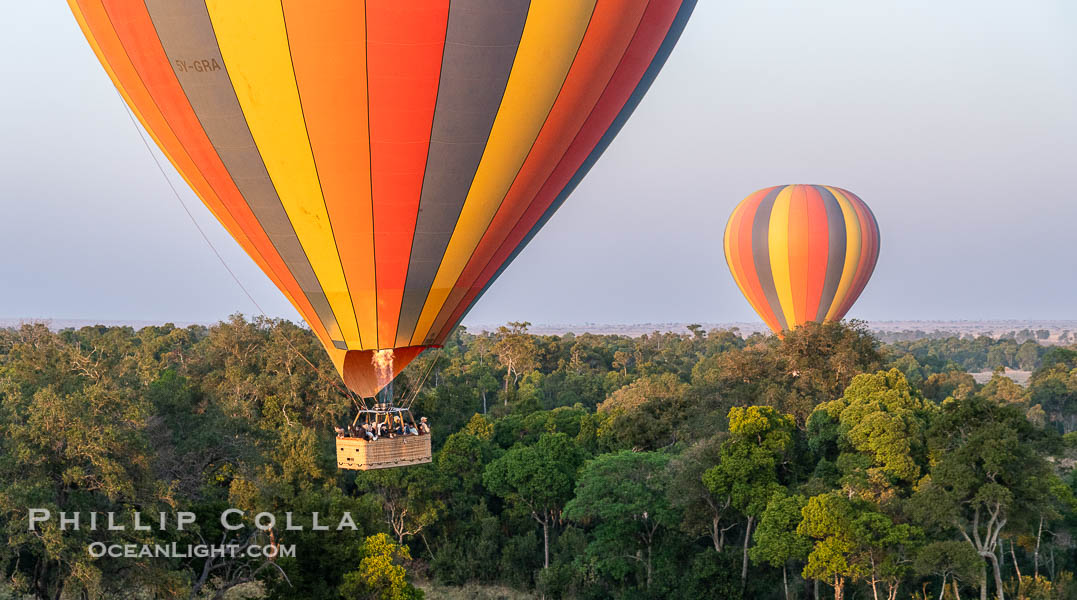 Ballooning over the Maasai Mara National Reserve and Mara River, Kenya., natural history stock photograph, photo id 39614