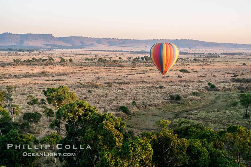 Ballooning over the Maasai Mara National Reserve and Mara River, Kenya., natural history stock photograph, photo id 39613