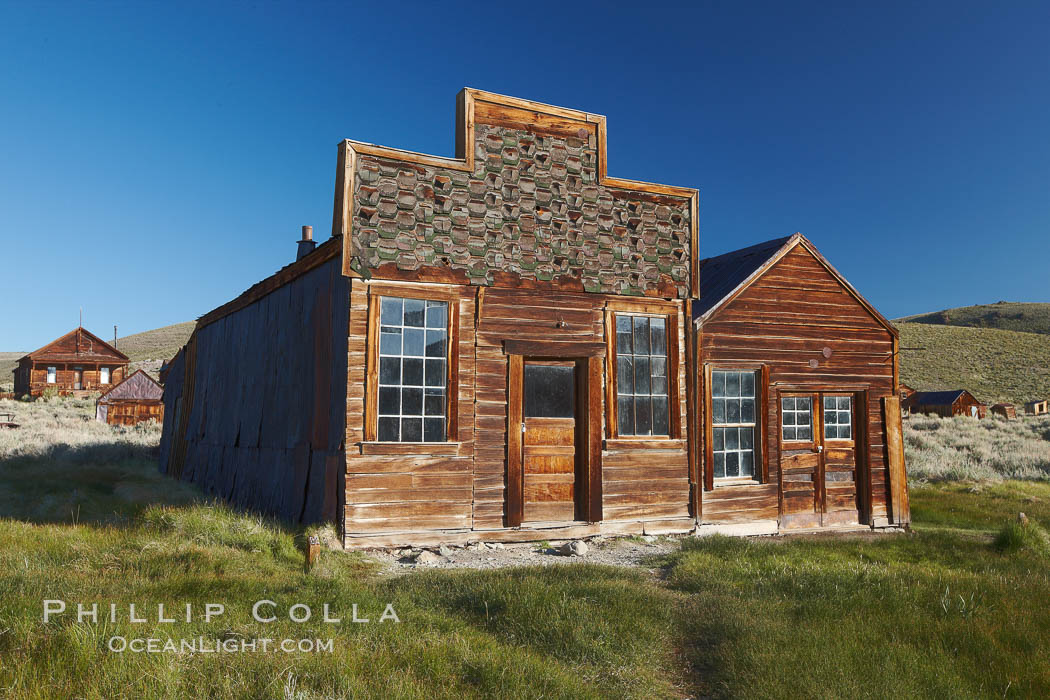 Barber shop, front porch and facade, Main Street. Bodie State Historical Park, California, USA, natural history stock photograph, photo id 23144