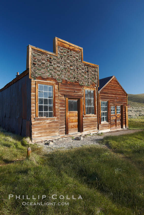 Barber shop, front porch and facade, Main Street. Bodie State Historical Park, California, USA, natural history stock photograph, photo id 23107