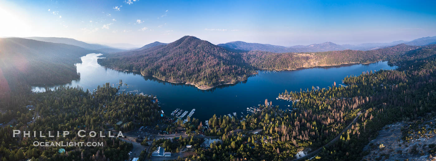 Bass Lake, Aerial Panoramic Photo. California, USA, natural history stock photograph, photo id 38216