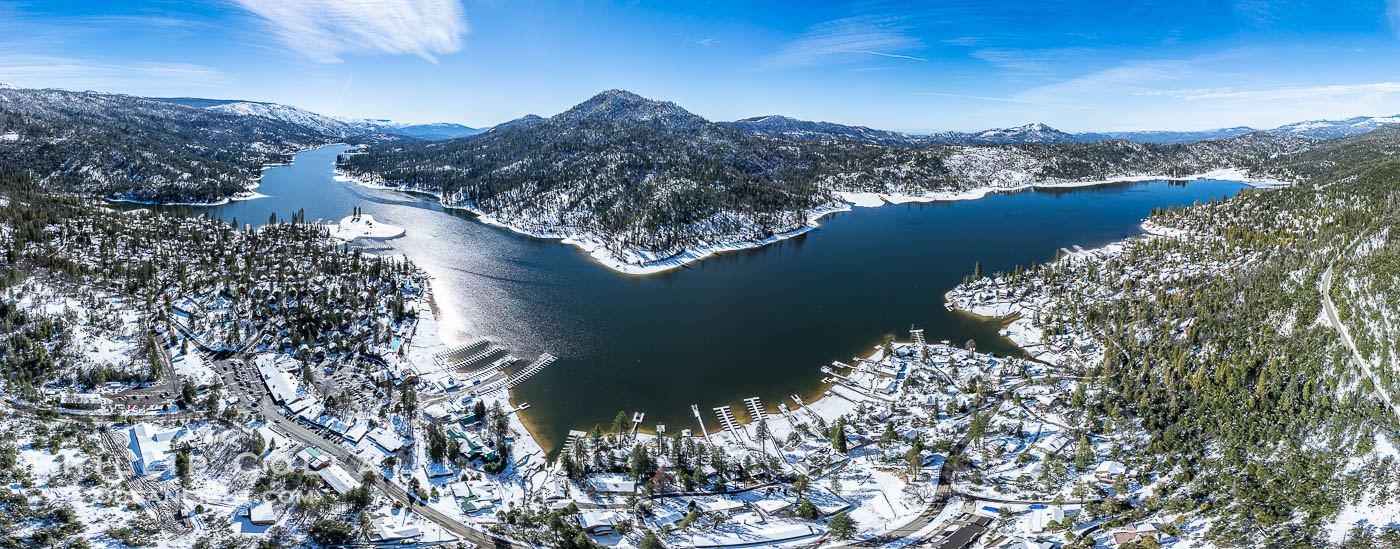 Bass Lake after Heavy Snowfall, Aerial Photo., natural history stock photograph, photo id 41716