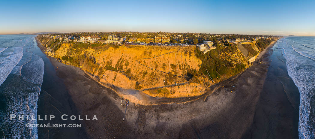 Beacons Beach and Leucadia Coastline, sunset, Encinitas, aerial photo. California, USA, natural history stock photograph, photo id 38241