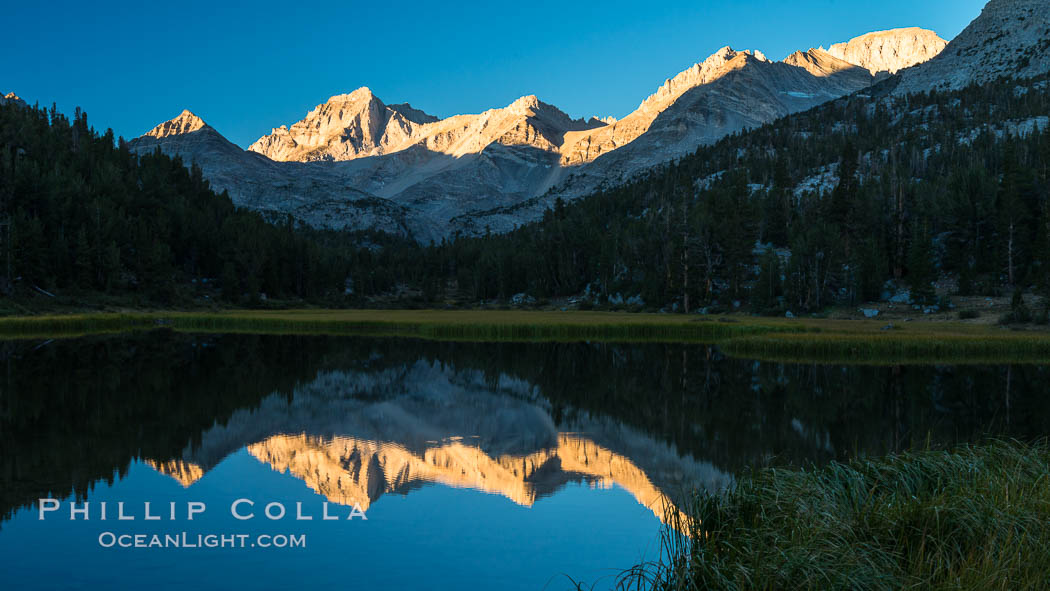 Bear Creek Spire over Marsh Lake at Sunrise, Little Lakes Valley, John Muir Wilderness, Inyo National Forest. Little Lakes Valley, Inyo National Forest, California, USA, natural history stock photograph, photo id 31169