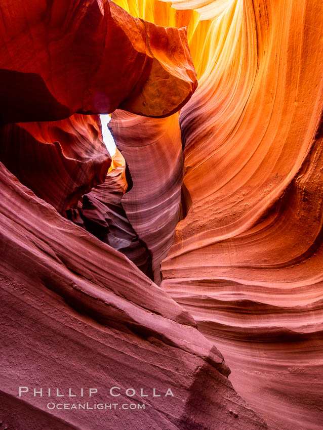 Lower Antelope Canyon, a deep, narrow and spectacular slot canyon lying on Navajo Tribal lands near Page, Arizona. Navajo Tribal Lands, USA, natural history stock photograph, photo id 37767