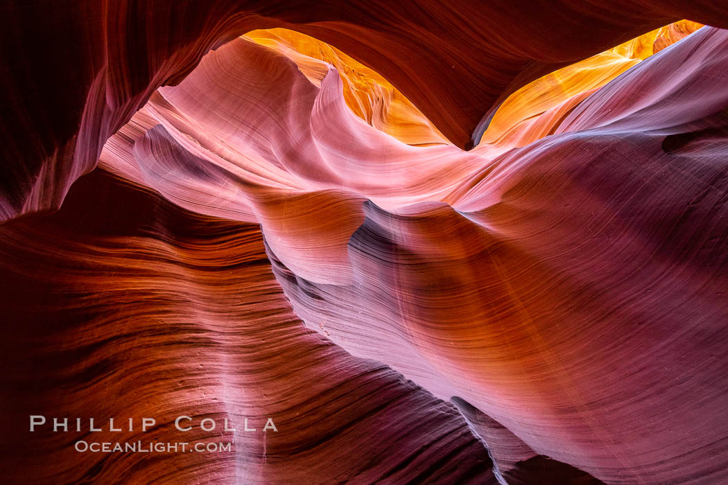 Lower Antelope Canyon, a deep, narrow and spectacular slot canyon lying on Navajo Tribal lands near Page, Arizona. Navajo Tribal Lands, USA, natural history stock photograph, photo id 37771