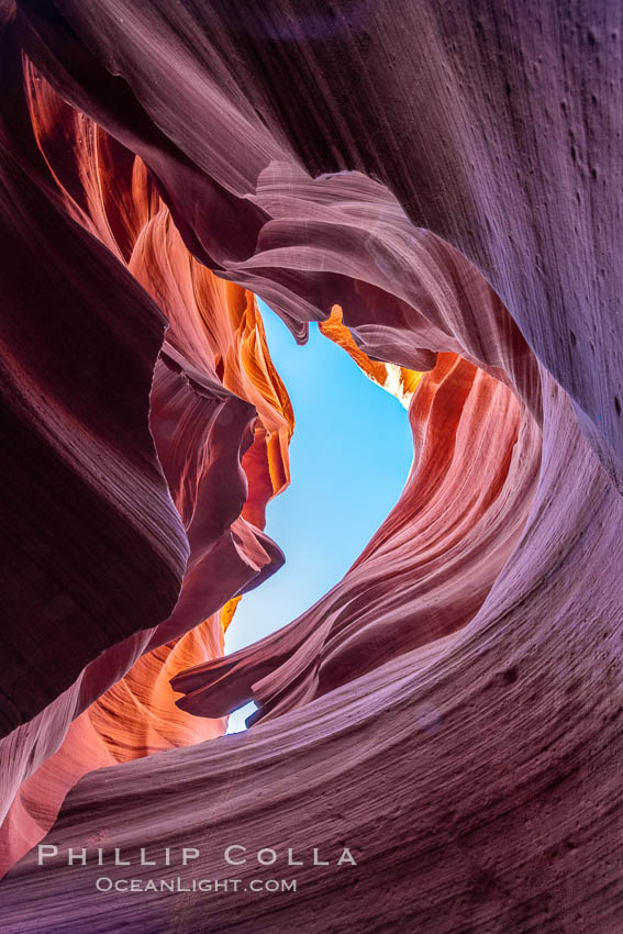 Lower Antelope Canyon, a deep, narrow and spectacular slot canyon lying on Navajo Tribal lands near Page, Arizona. Navajo Tribal Lands, USA, natural history stock photograph, photo id 37769