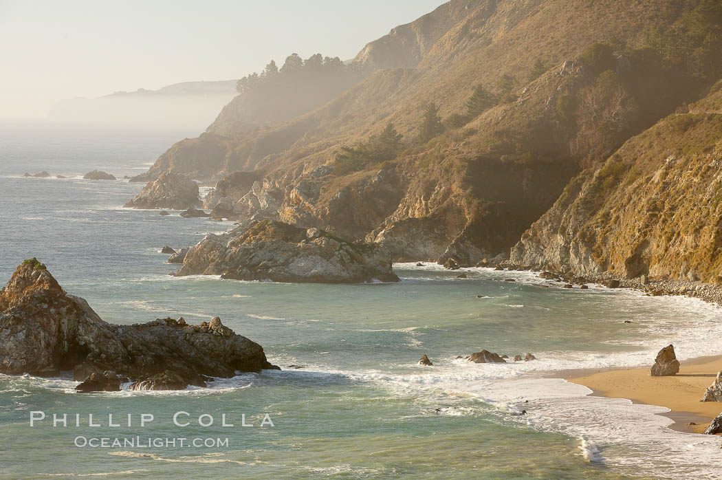 Big Sur coastline at sunset, viewed from Julia Pfeiffer Burns State Park. California, USA, natural history stock photograph, photo id 20366