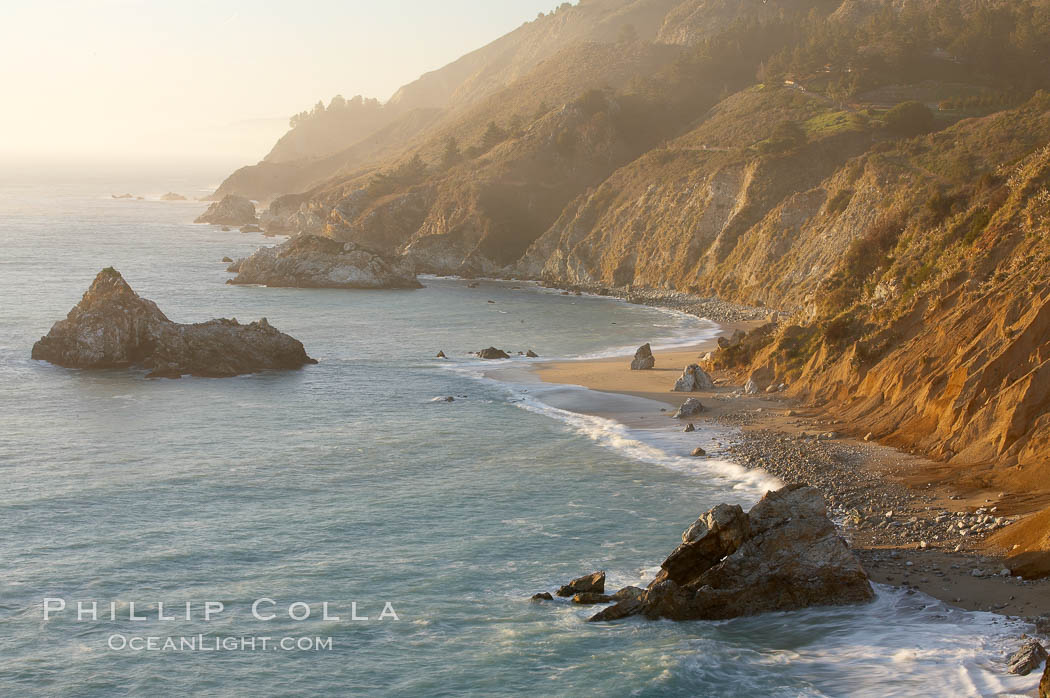 Big Sur coastline at sunset, viewed from Julia Pfeiffer Burns State Park. California, USA, natural history stock photograph, photo id 20364
