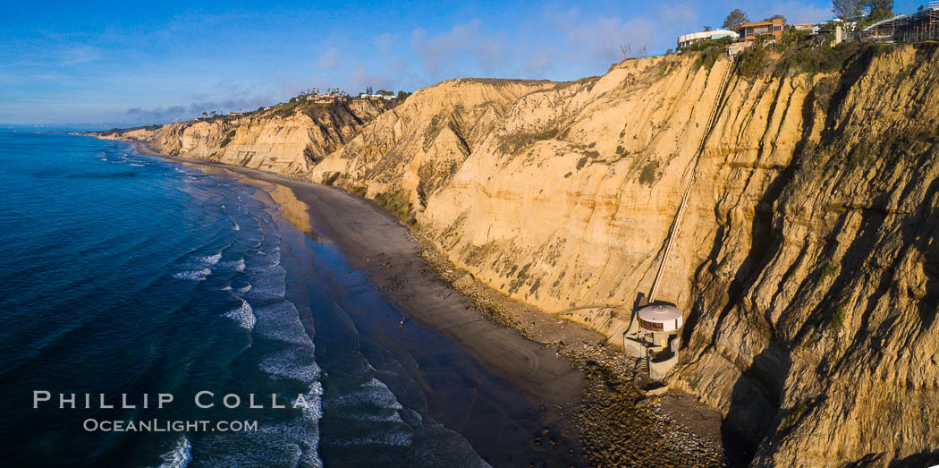 Blacks Beach and Mushroom House, aerial photo. La Jolla, California, USA, natural history stock photograph, photo id 37964