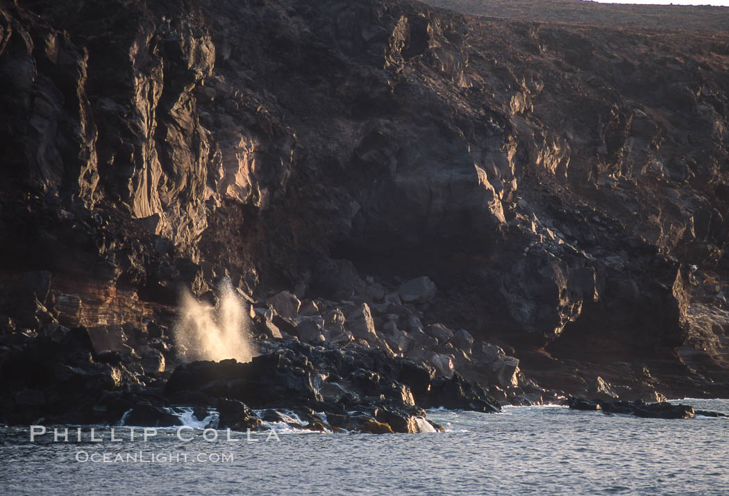 Blowhole. Guadalupe Island (Isla Guadalupe), Baja California, Mexico, natural history stock photograph, photo id 03750